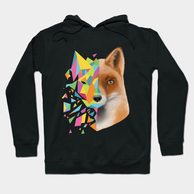 rainbow shattered fox Hoodie by dragonlord19